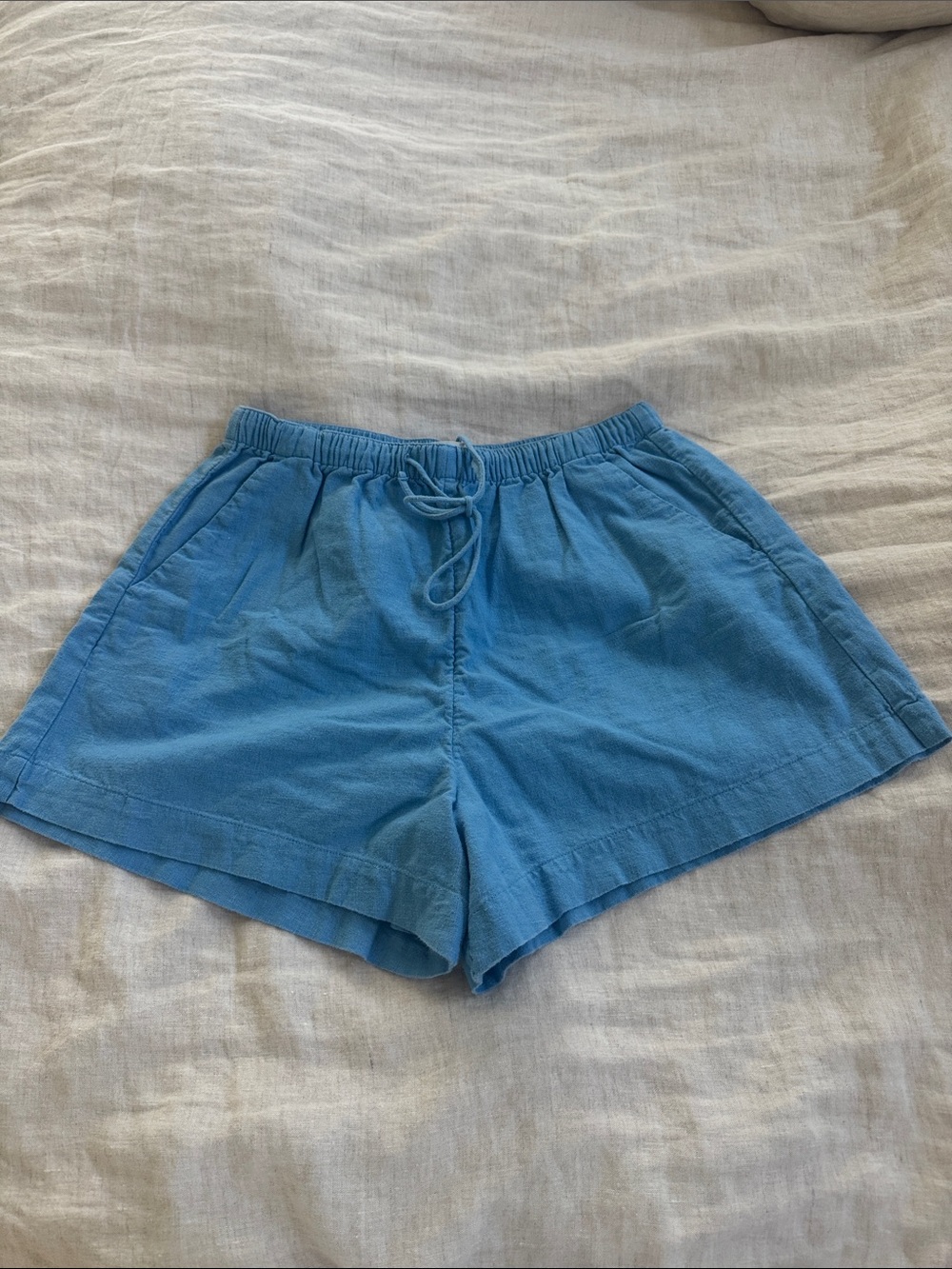 Abercrombie & Fitch Blue Women's Drawstring Linen-Blend Shorts